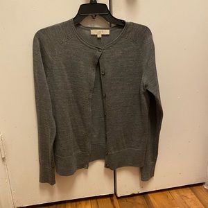 Loft Gray Full Button Up Sweater Cardigan
